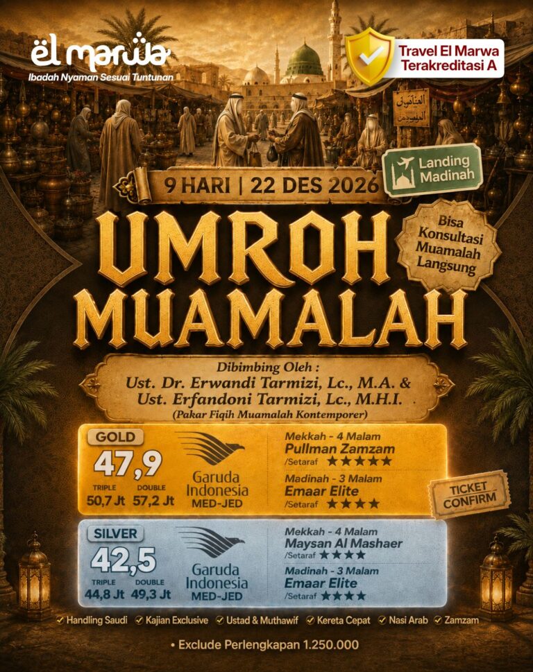 بِسْمِ اللَّهِ الرَّحْمَنِ الرَّحِيم UMROH AKHIR TAHUN 2026 PROGRAM 09 HARI Harga Paket SILVER Rp 42,500,000,- [QUAD] Rp 44,800,000,- [TRIPLE] Rp 49,300.000,- [DOUBLE] GOLD Rp 47,900,000,- [QUAD] Rp 50,700.000,- [TRIPLE] Rp 57,200.000,- [DOUBLE] Rp 33.500.000,- [Child - Khusus Silver] Rp 22.000.000,- [INFANT] Non Bed